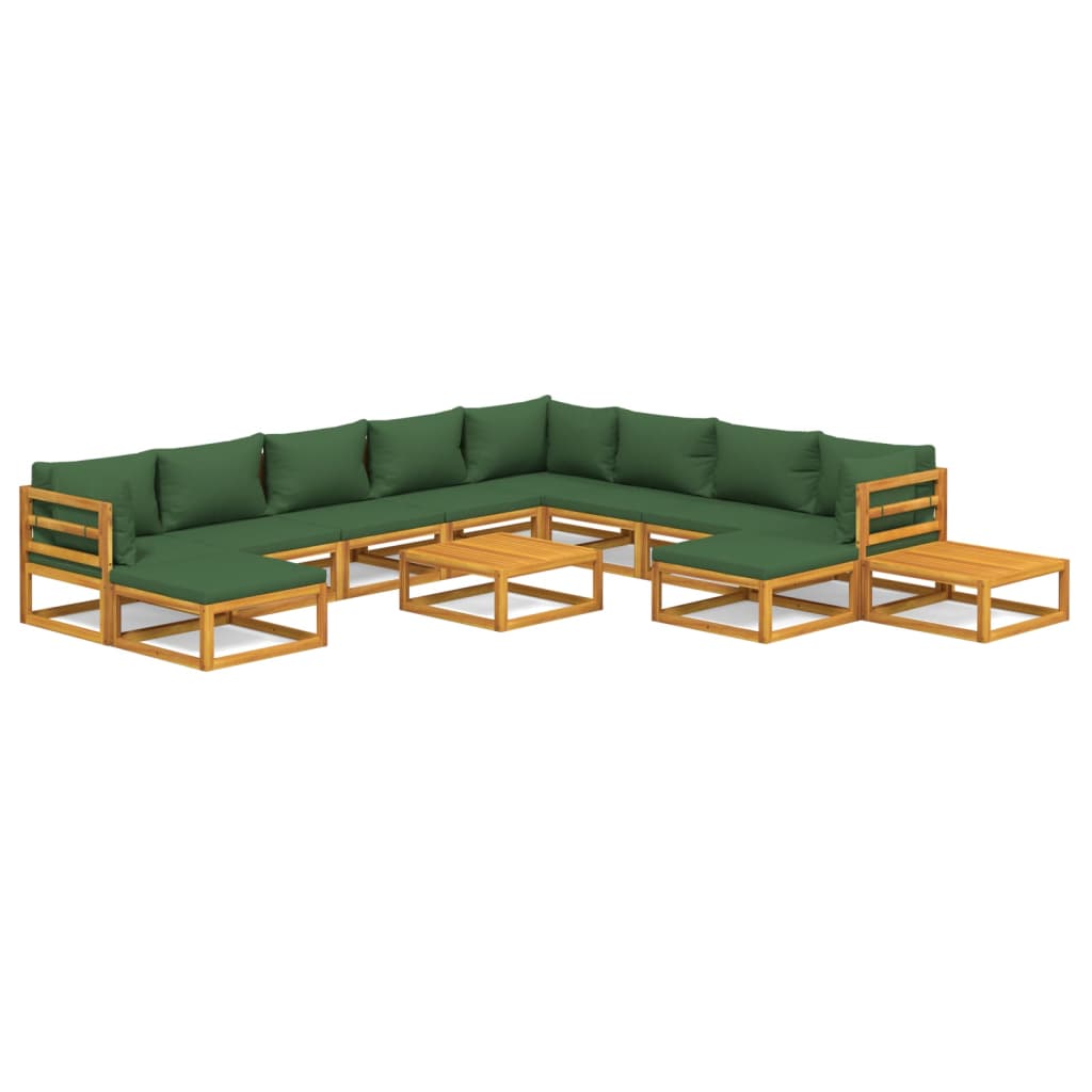 8720845746544_a_en_hd_1 vidaXL 12 Piece Garden Lounge Set with Green Cushions Solid Wood - Image 2