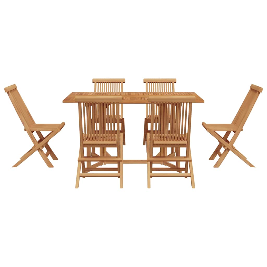 8720845746667_wbg-fr_en_hd_4 vidaXL Garden Dining Set 7 pcs Brown 140 x 80 x 75 cm Solid Teak wood - Image 7
