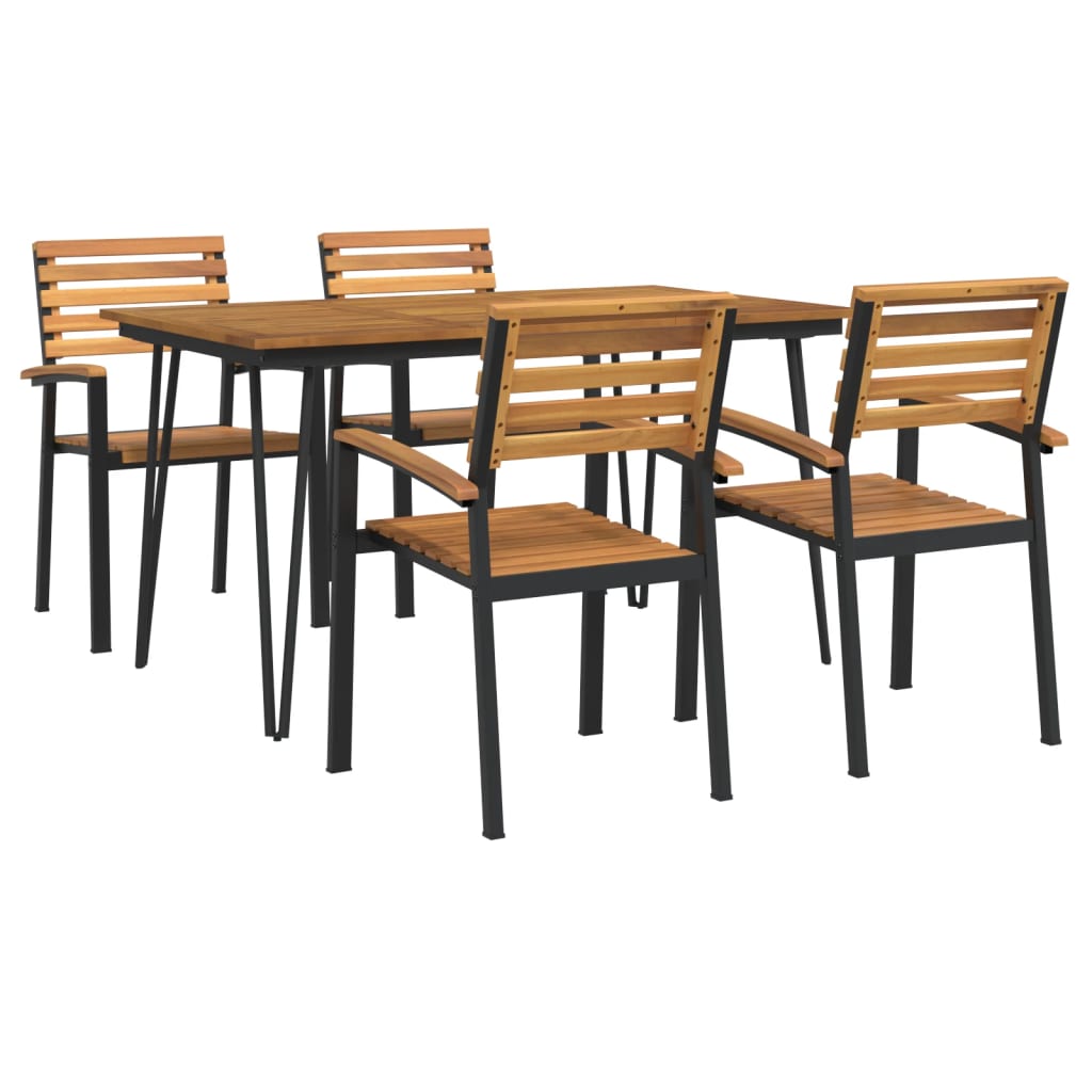 8720845746841_g_en_hd_1 vidaXL 5 Piece Garden Dining Set Solid Wood Acacia and Metal - Image 2