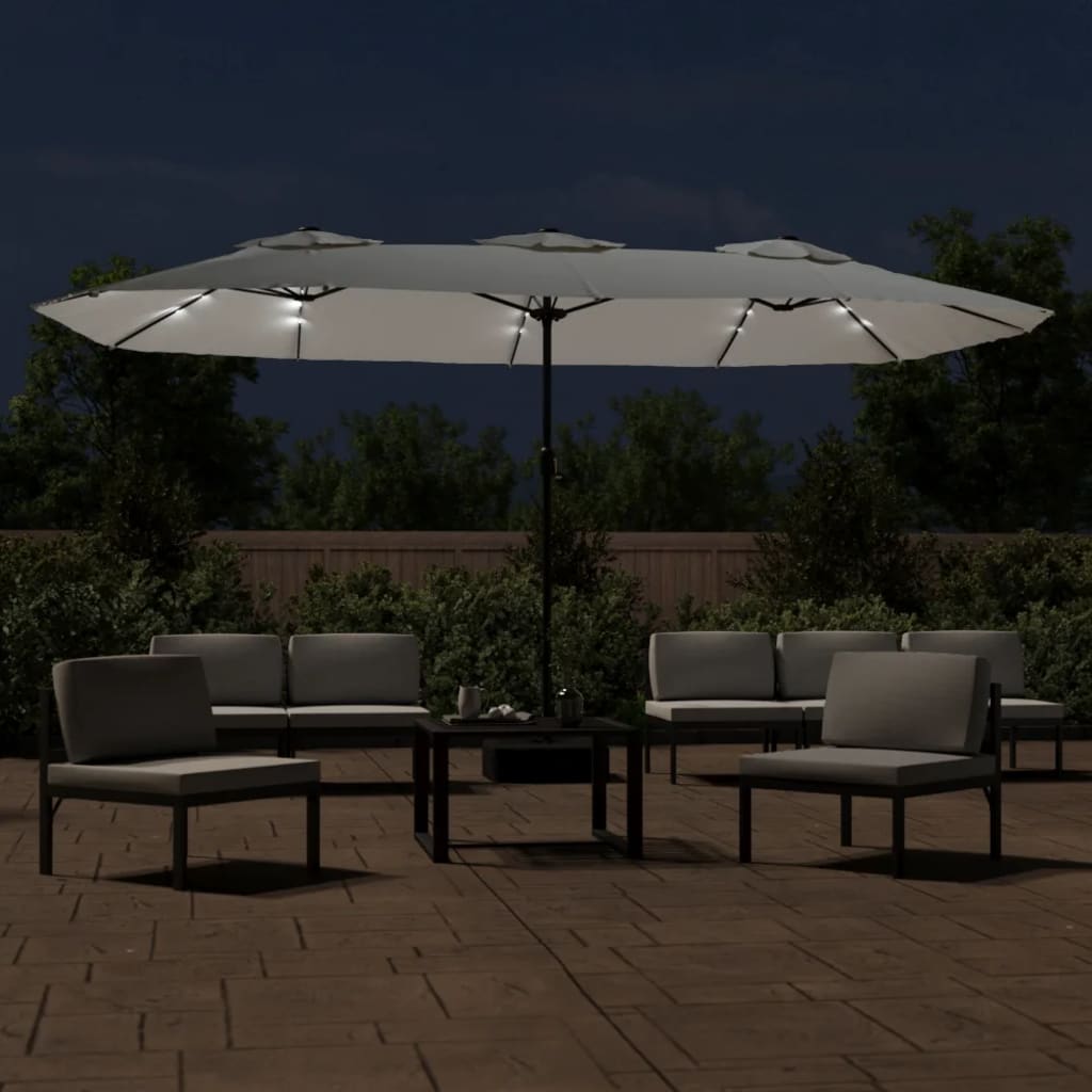 8720845748371_g_en_hd_1 vidaXL Double-Head Garden Parasol with LEDs Sand White 449x265 cm - Image 3