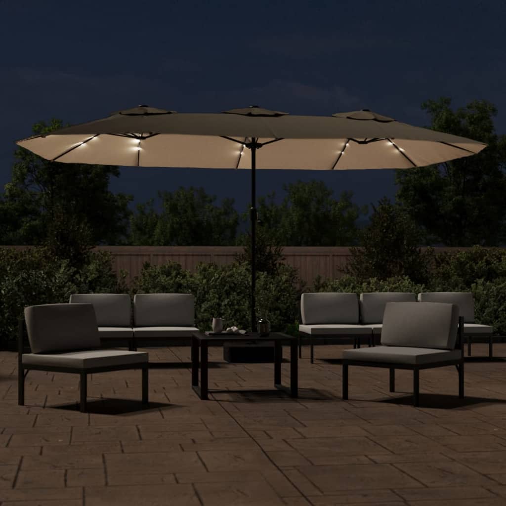 8720845748401_g_en_hd_1 vidaXL Double-Head Garden Parasol with LEDs Taupe 449x265 cm - Image 3