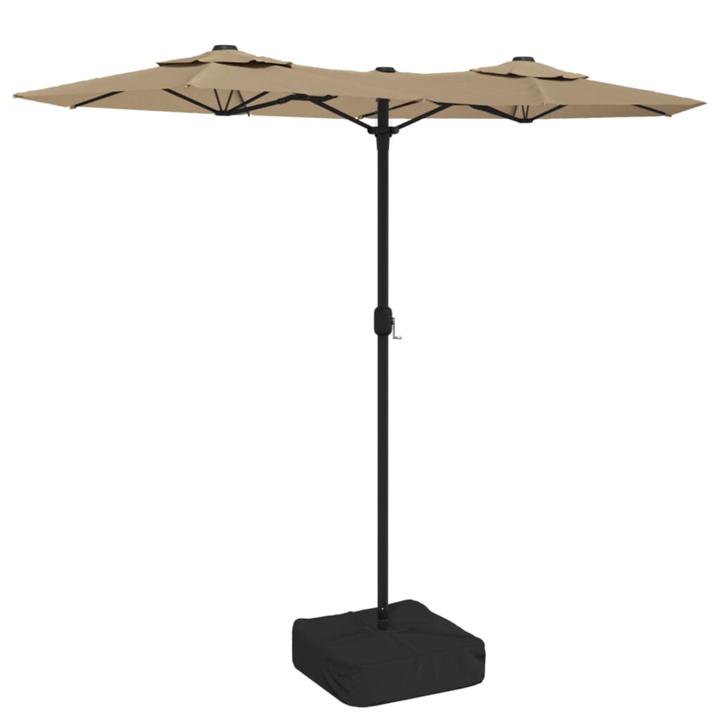 8720845748562_a_en_hd_1 vidaXL Double-Head Garden Parasol with LEDs Taupe 316x145 cm - Image 2