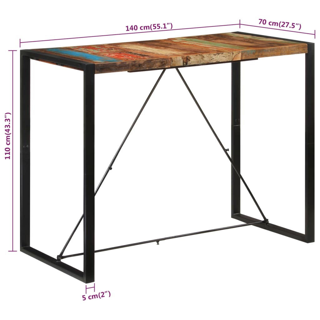 8720845749835_g_en_hd_6 vidaXL Bar Table 140x70x110 cm Solid Wood Reclaimed - Image 7