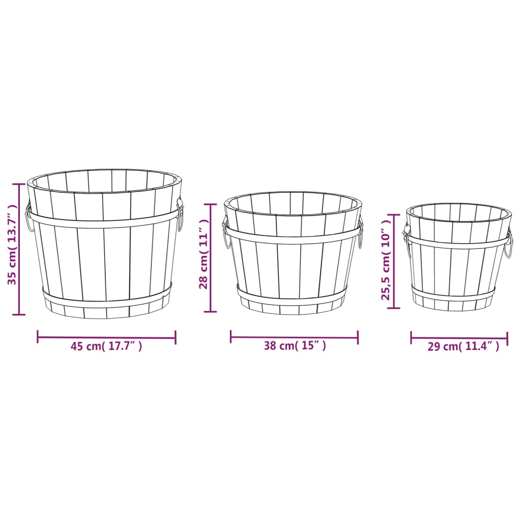 8720845754778_g_en_hd_4 vidaXL 3 Piece Wooden Bucket Planter Set Solid Wood Fir - Image 6