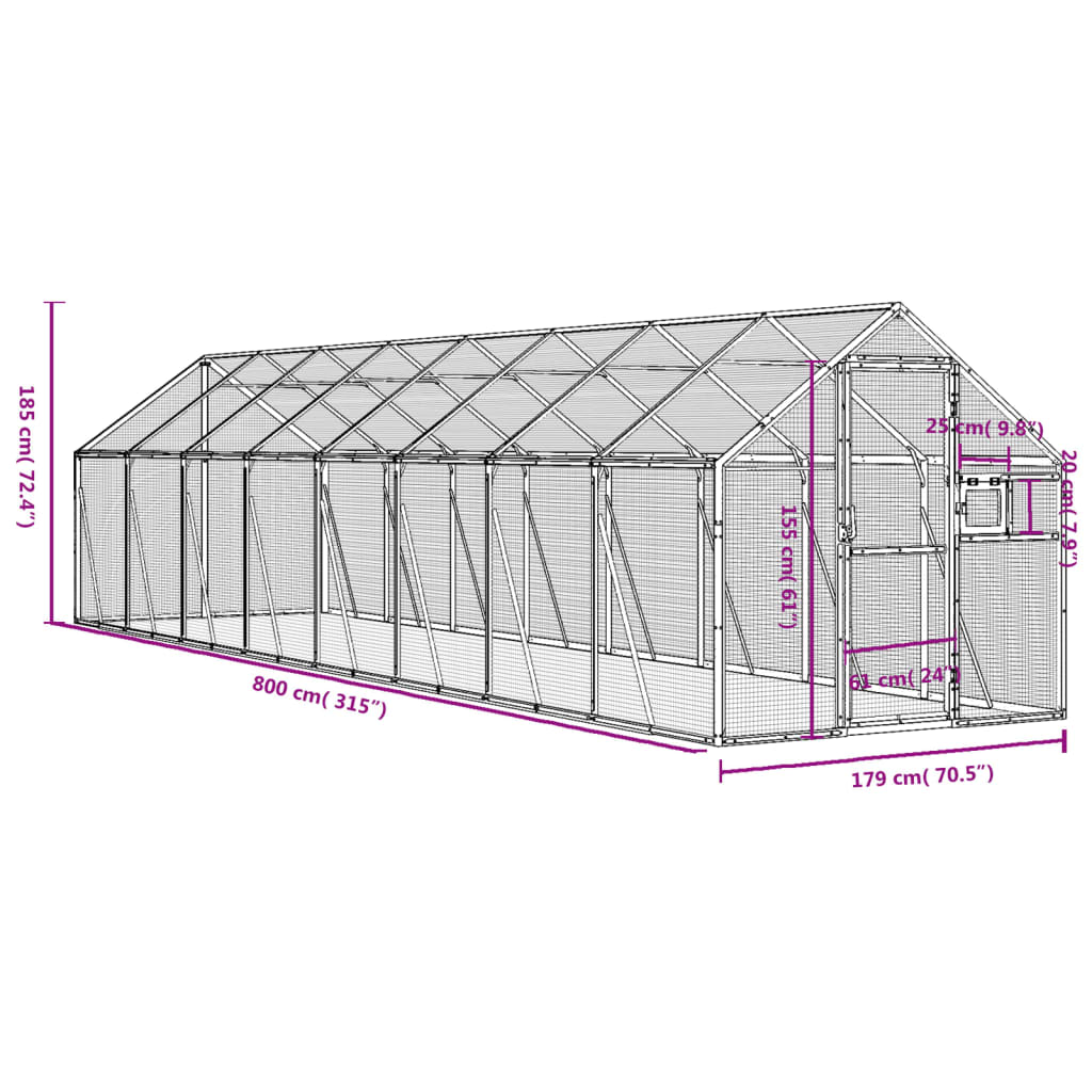 8720845758530_g_en_hd_5 vidaXL Aviary Anthracite 1.79x8x1.85 m Aluminium - Image 7