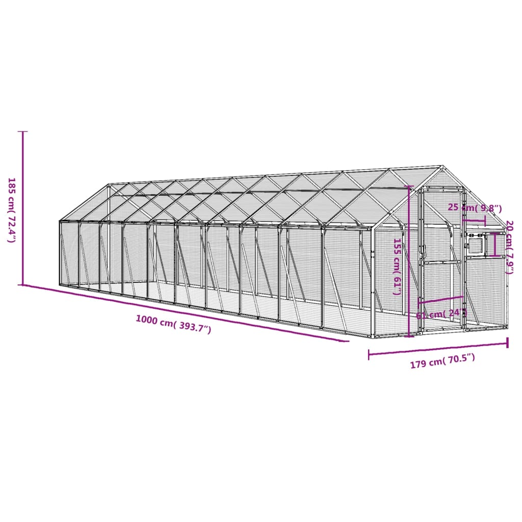 8720845758547_g_en_hd_5 vidaXL Aviary Anthracite 1.79x10x1.85 m Aluminium - Image 7
