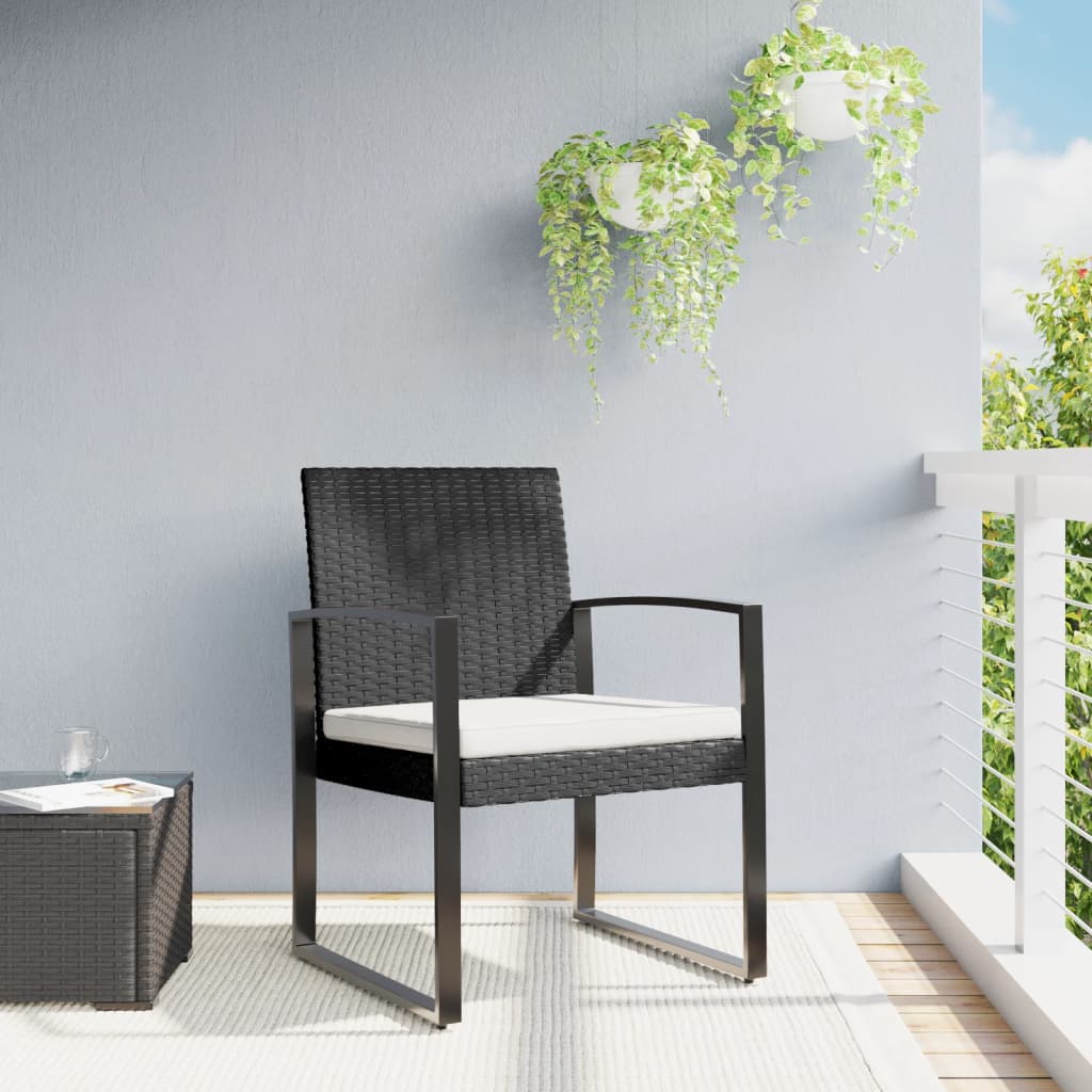 vidaXL Garden Dining Chairs 2 pcs Black PP Rattan