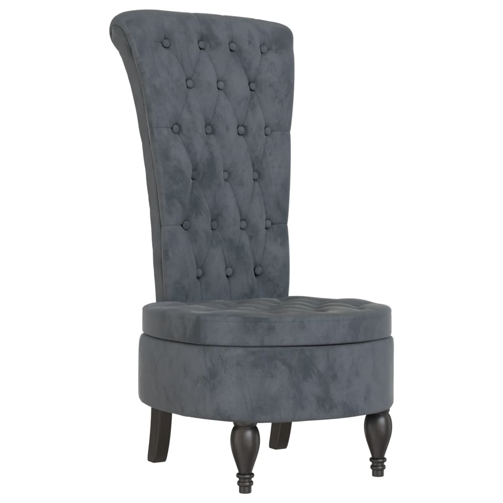 8720845759230_a_en_hd_1 vidaXL High Back Chair Dark Grey Velvet Button Design - Image 2