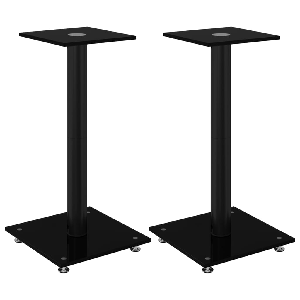 8720845762780_a_en_hd_1 vidaXL Speaker Stands 2 pcs Black Tempered Glass 1 Pillar Design - Image 2