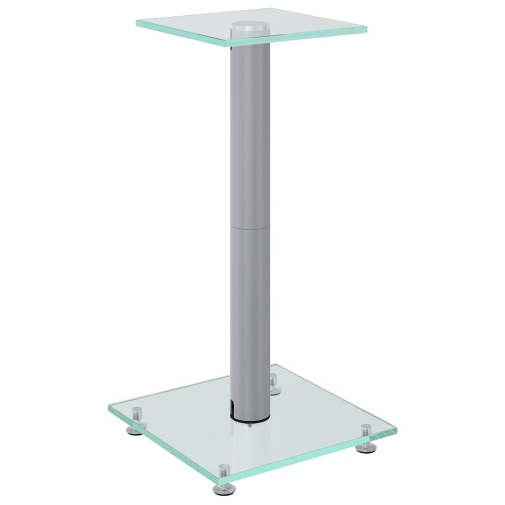 8720845762797_g_en_hd_1 vidaXL Speaker Stands 2 pcs Silver Tempered Glass 1 Pillar Design - Image 3