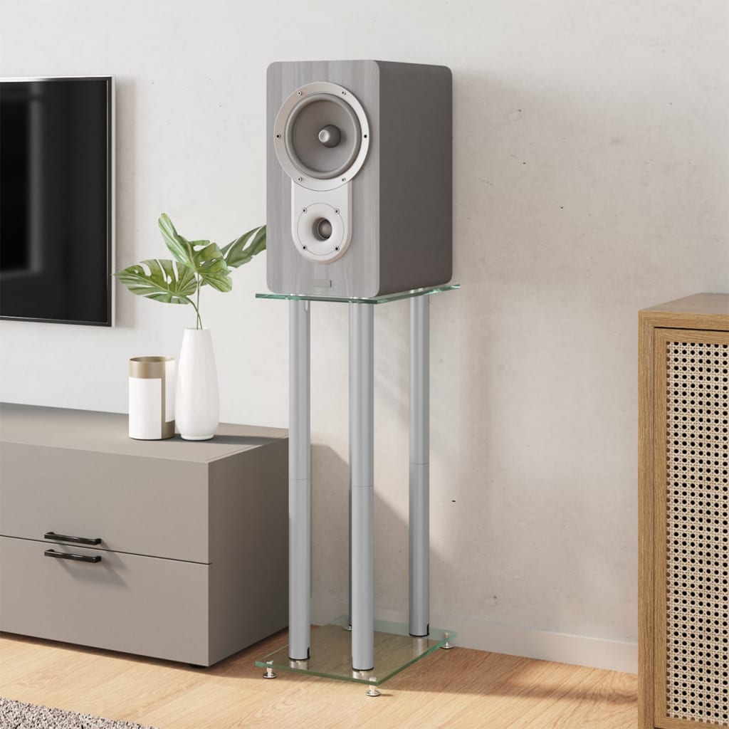 8720845762896_g_en_hd_1 vidaXL Speaker Stands 2pcs Silver Tempered Glass 4 Pillars Design - Image 3