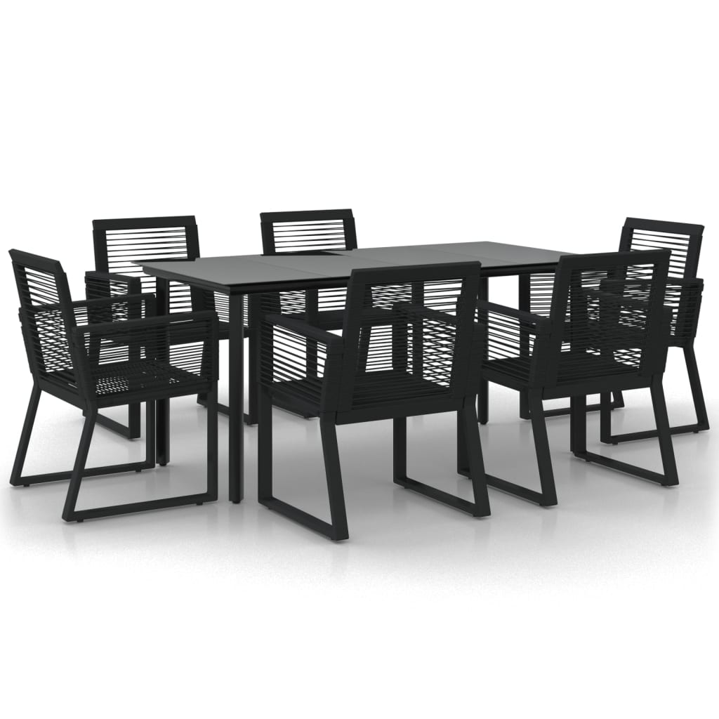 8720845763497_a_en_hd_1 vidaXL 7 Piece Garden Dining Set Black PVC Rattan - Image 2