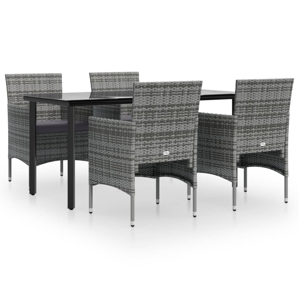8720845764081_a_en_hd_1 vidaXL 5 Piece Garden Dining Set with Cushions Grey and Black - Image 2