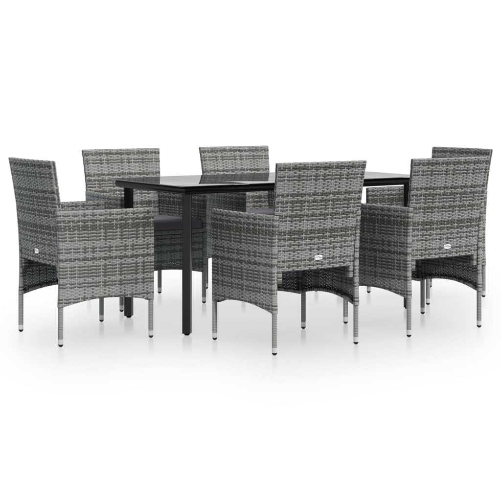 8720845764098_a_en_hd_1 vidaXL 7 Piece Garden Dining Set with Cushions Grey and Black - Image 2