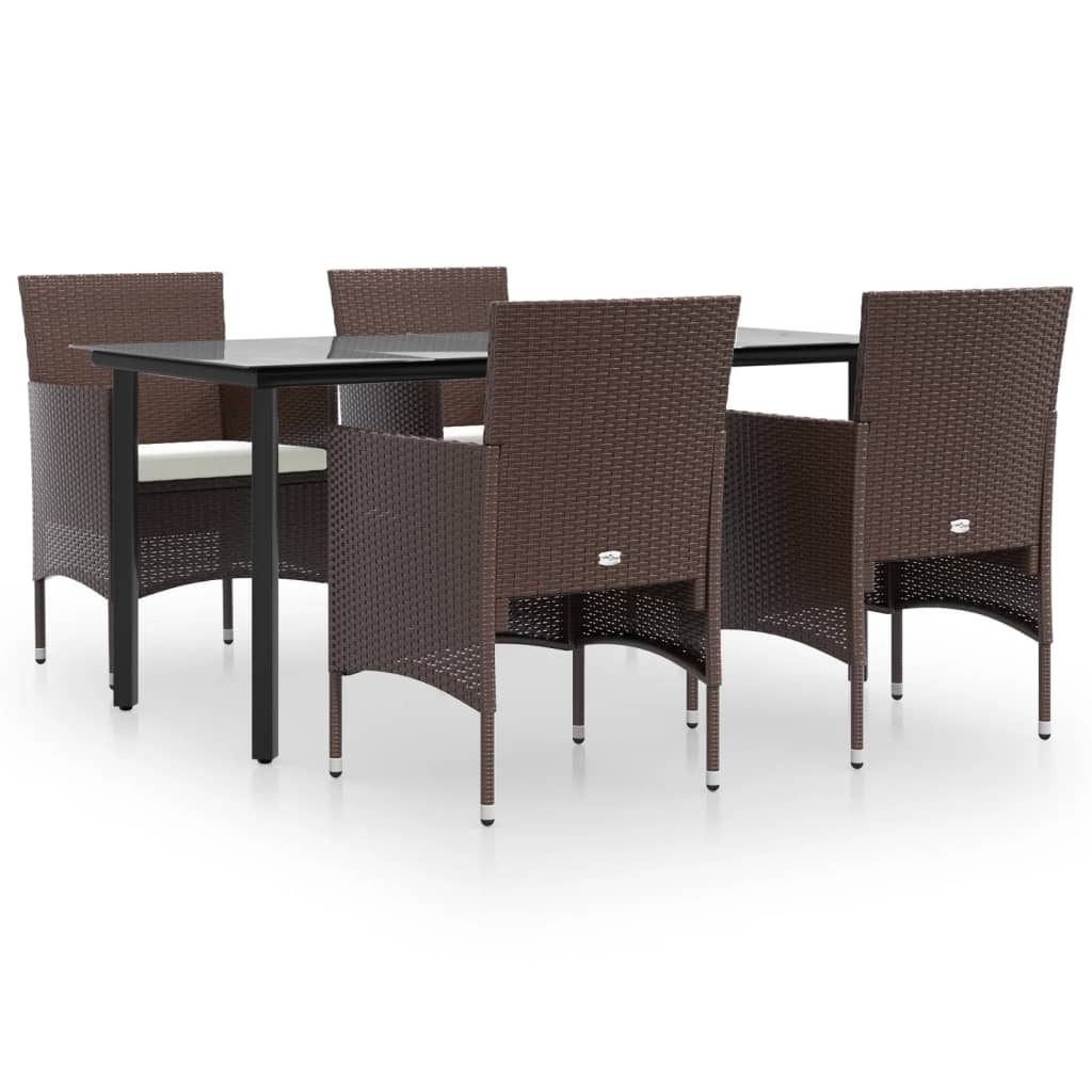 8720845764166_a_en_hd_1 vidaXL 5 Piece Garden Dining Set with Cushions Brown and Black - Image 2
