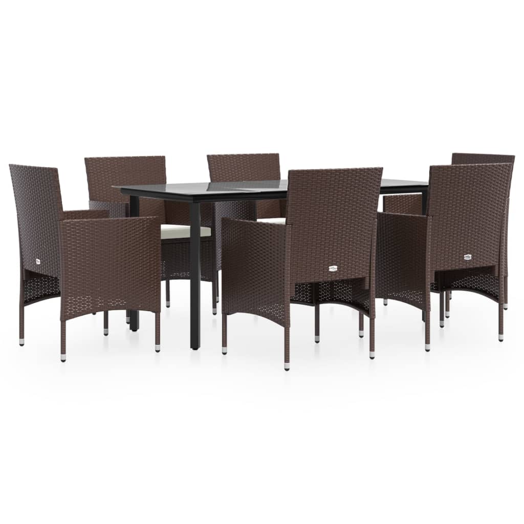 8720845764173_a_en_hd_1 vidaXL 7 Piece Garden Dining Set with Cushions Brown and Black - Image 2