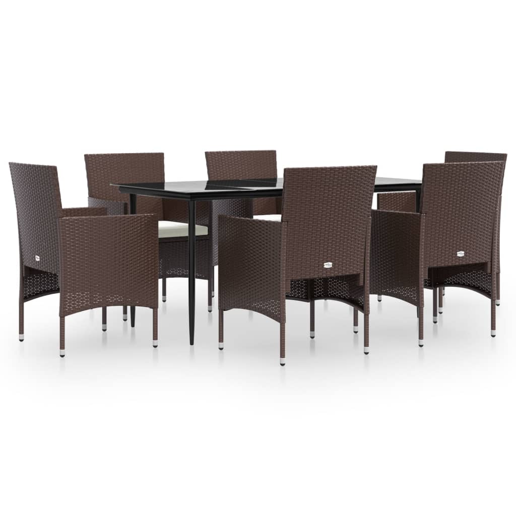8720845764333_a_en_hd_1 vidaXL 7 Piece Garden Dining Set with Cushions Brown and Black - Image 2