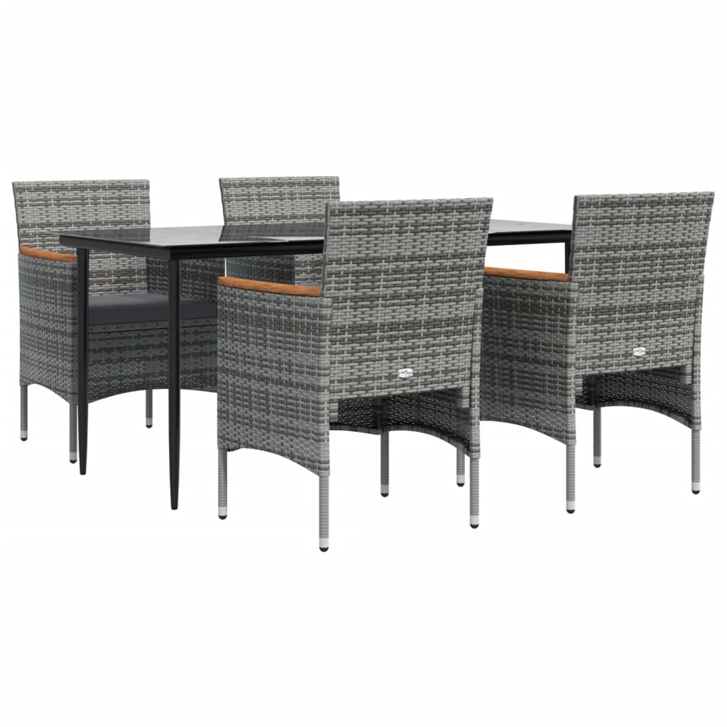 8720845764487_g_en_hd_1 vidaXL 5 Piece Garden Dining Set with Cushions Grey and Black - Image 3