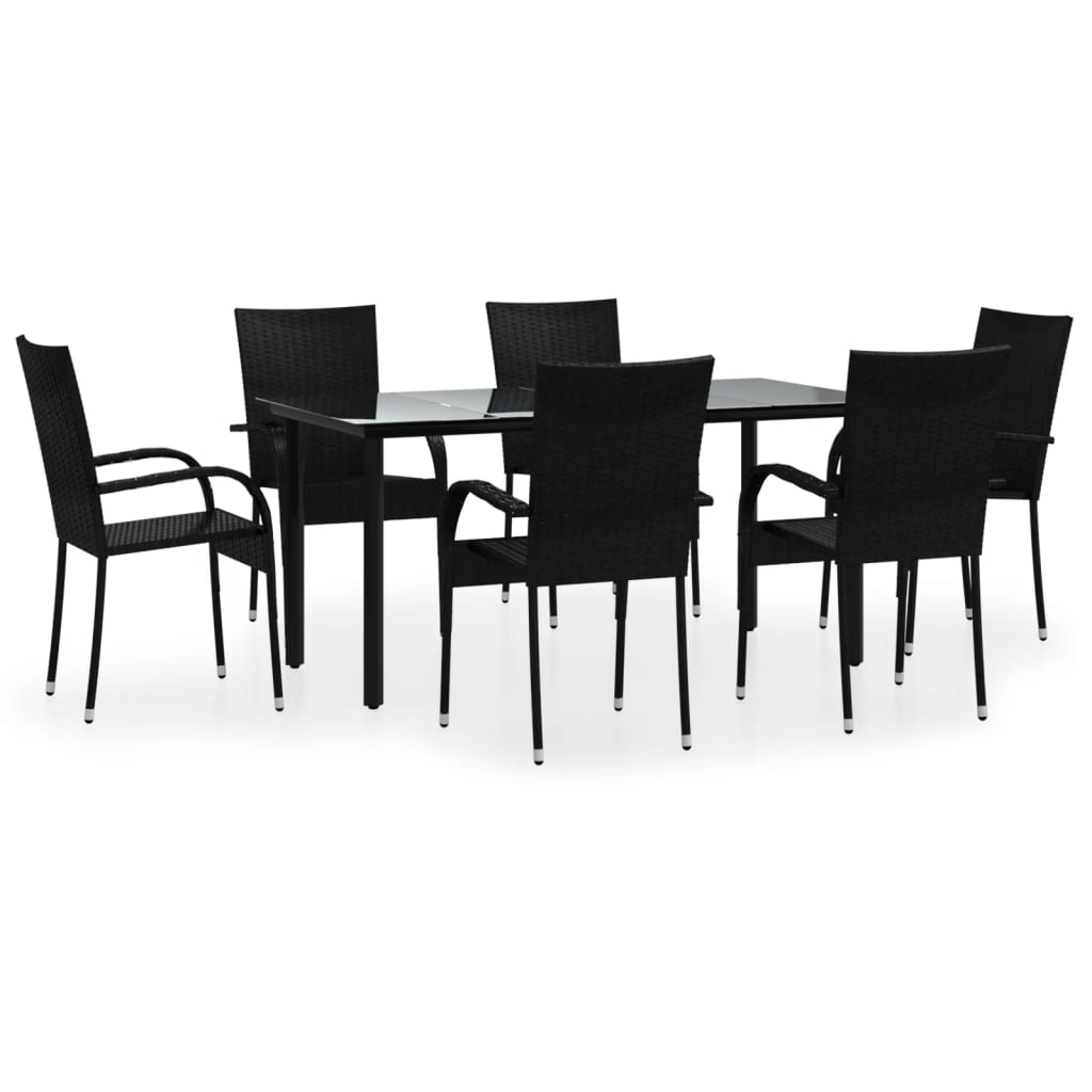 8720845764616_a_en_hd_1 vidaXL 7 Piece Garden Dining Set Black Poly Rattan - Image 2