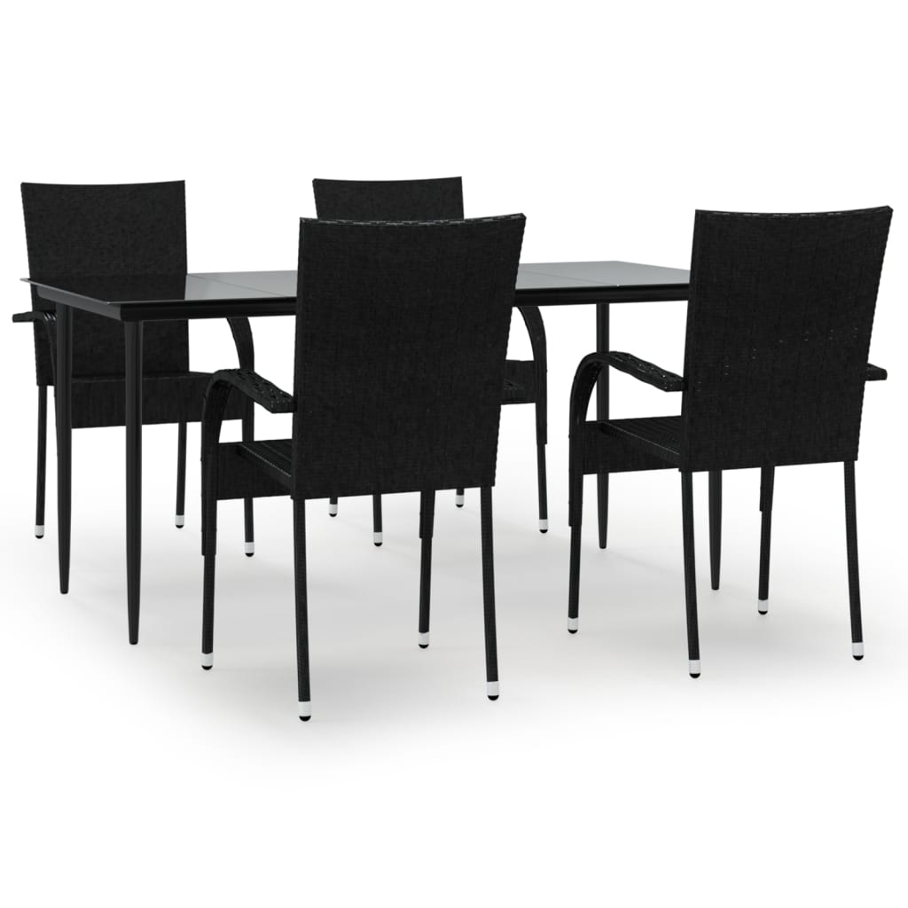 8720845764722_a_en_hd_1 vidaXL 5 Piece Garden Dining Set Black Poly Rattan - Image 2