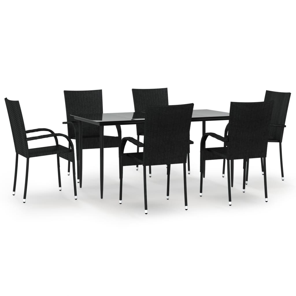 8720845764739_a_en_hd_1 vidaXL 7 Piece Garden Dining Set Black Poly Rattan - Image 2