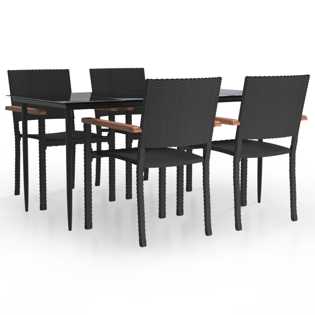 8720845764883_a_en_hd_1 vidaXL 5 Piece Garden Dining Set Black Poly Rattan - Image 2