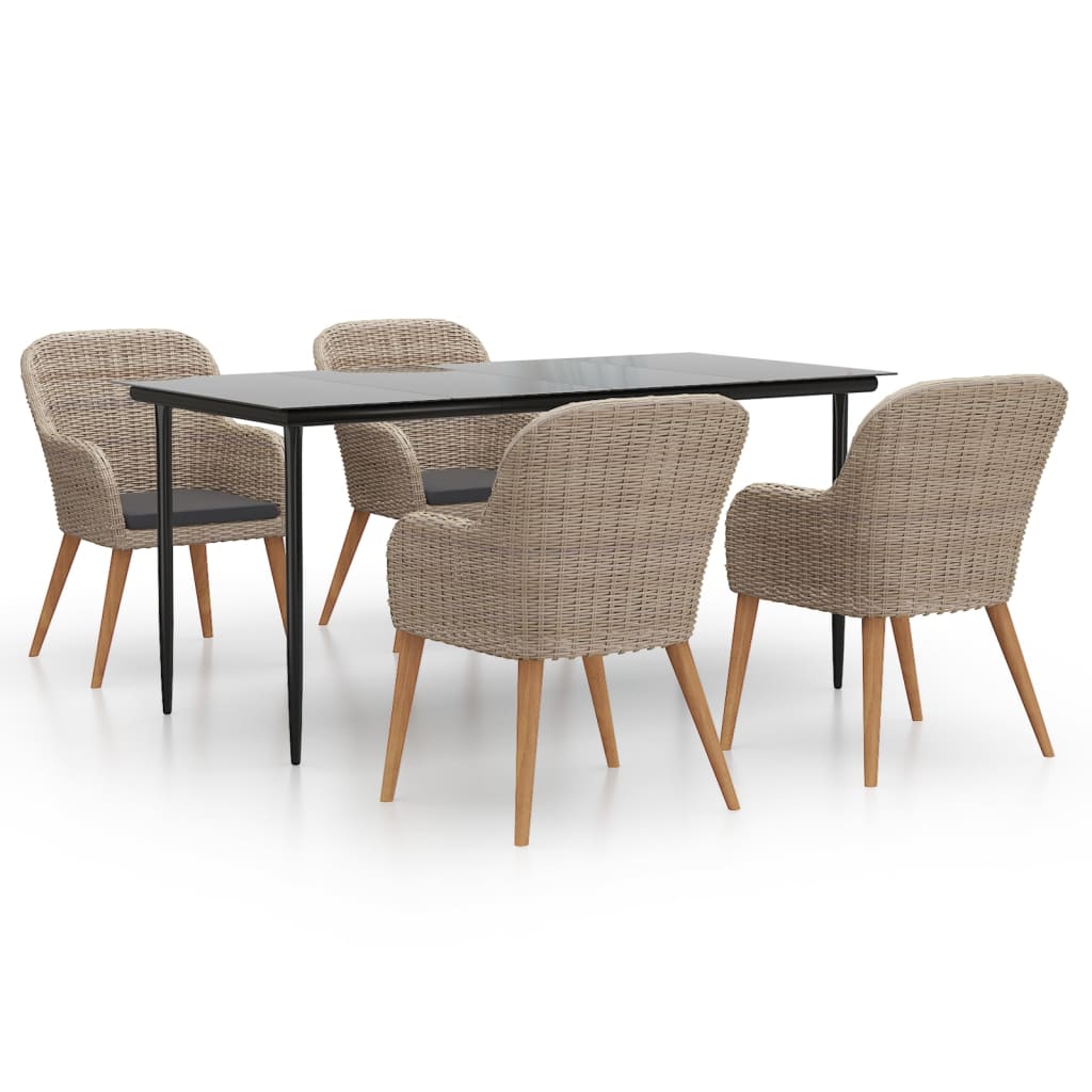 8720845765347_a_en_hd_1 vidaXL 5 Piece Garden Dining Set with Cushions Brown - Image 2