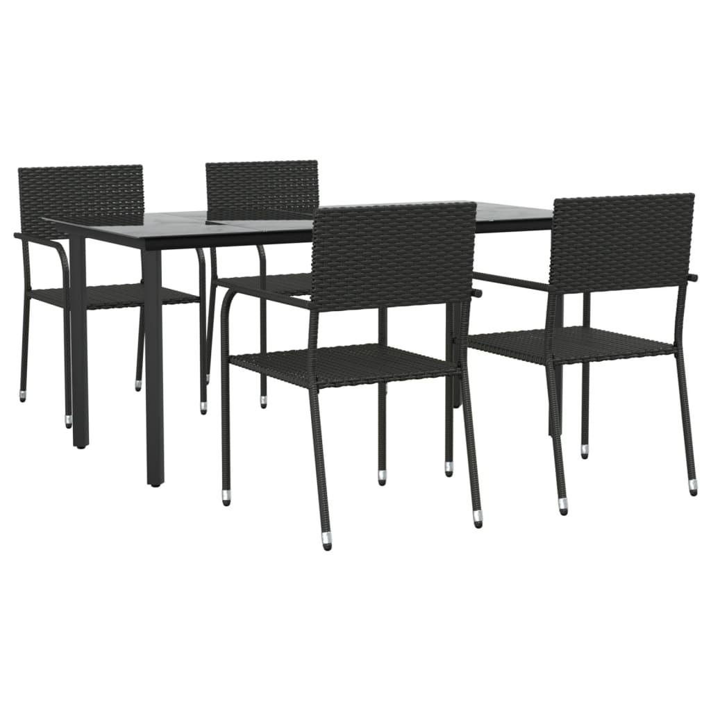 8720845765545_a_en_hd_1 vidaXL 5 Piece Garden Dining Set Black Poly Rattan - Image 2