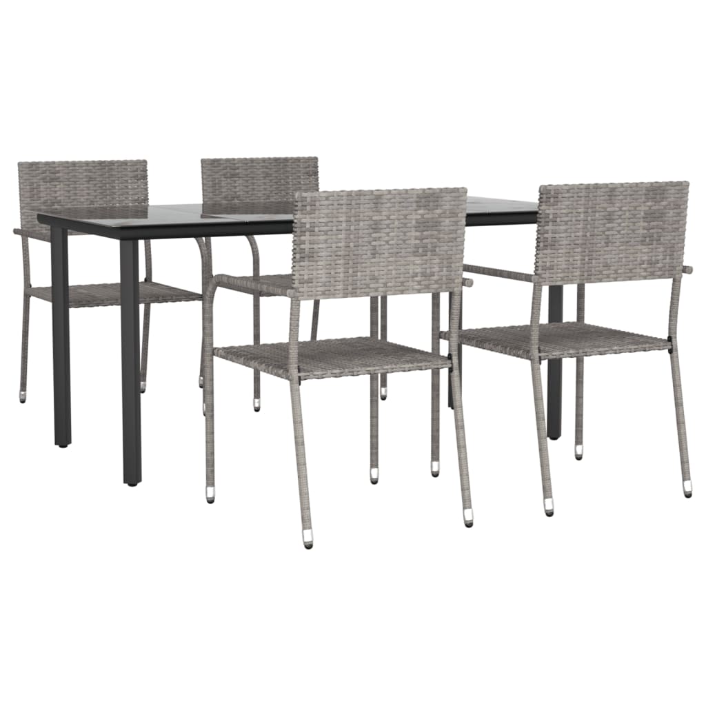 8720845765583_a_en_hd_1 vidaXL 5 Piece Garden Dining Set Grey Poly Rattan - Image 2