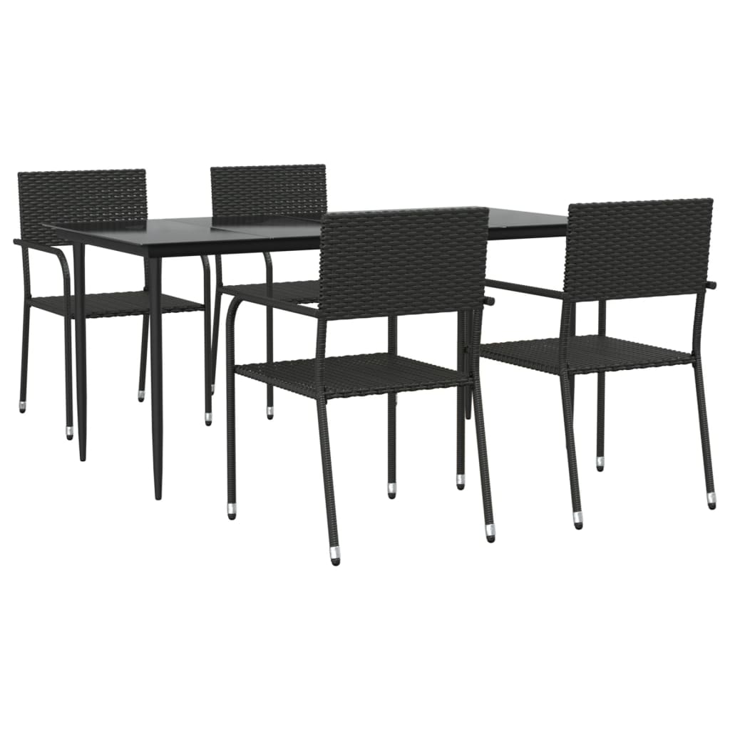 8720845765620_a_en_hd_1 vidaXL 5 Piece Garden Dining Set Black Poly Rattan - Image 2