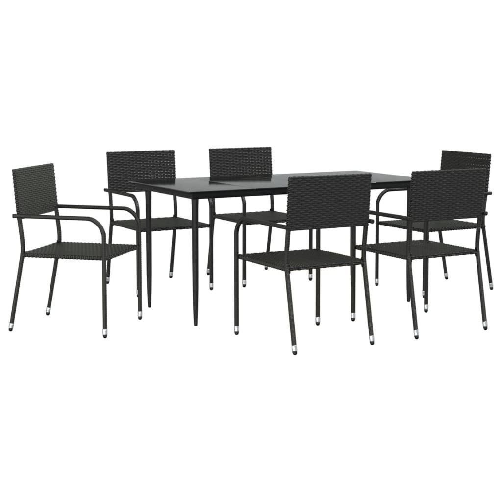 8720845765637_a_en_hd_1 vidaXL 7 Piece Garden Dining Set Black Poly Rattan - Image 2