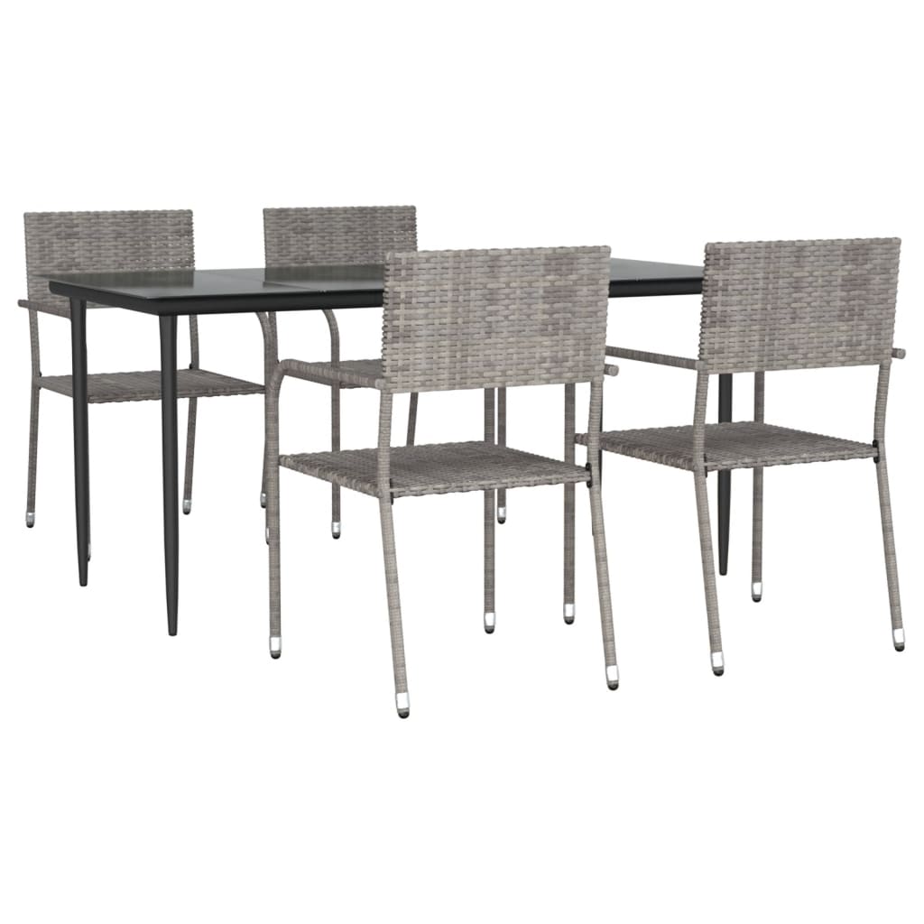 8720845765668_a_en_hd_1 vidaXL 5 Piece Garden Dining Set Grey Poly Rattan - Image 2