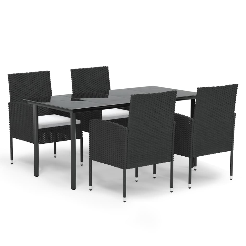 8720845765705_a_en_hd_1 vidaXL 5 Piece Garden Dining Set with Cushions Black Poly Rattan - Image 2