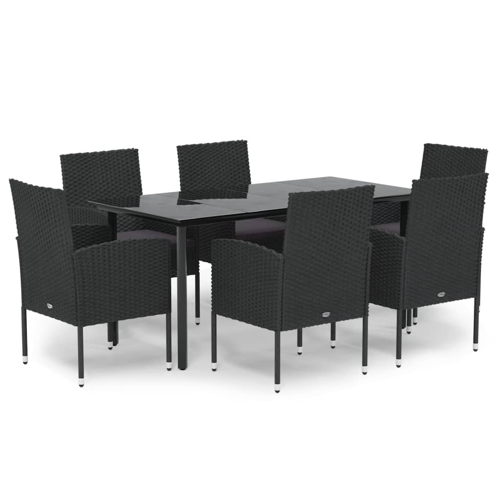 8720845765798_a_en_hd_1 vidaXL 7 Piece Garden Dining Set with Cushions Black Poly Rattan - Image 2