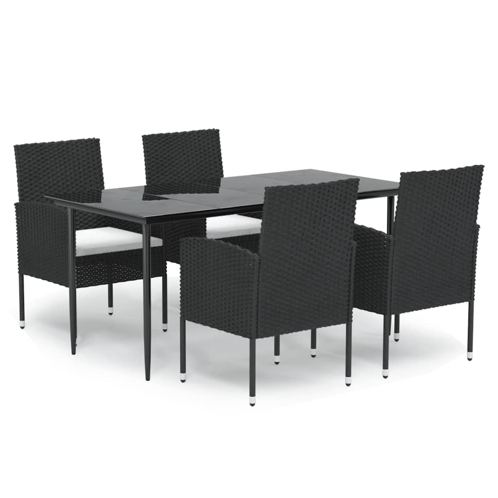 8720845765828_a_en_hd_1 vidaXL 5 Piece Garden Dining Set with Cushions Black Poly Rattan - Image 2