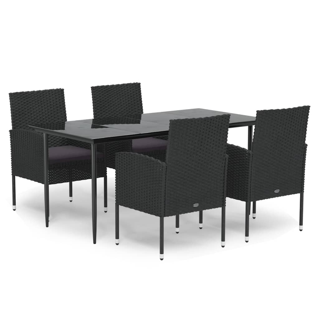 8720845765903_a_en_hd_1 vidaXL 5 Piece Garden Dining Set with Cushions Black Poly Rattan - Image 2
