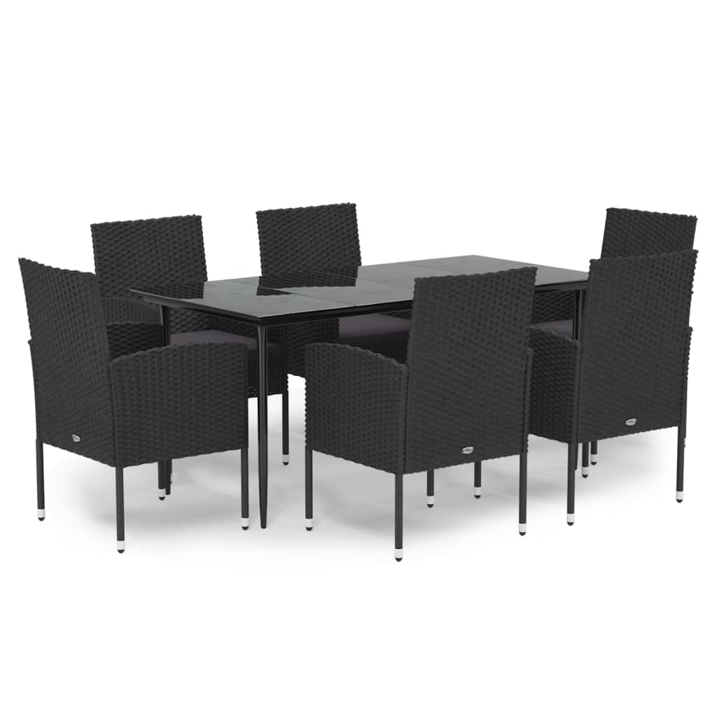 8720845765910_a_en_hd_1 vidaXL 7 Piece Garden Dining Set with Cushions Black Poly Rattan - Image 2