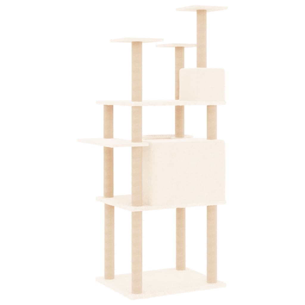 8720845766672_g_en_hd_3 vidaXL Cat Tree with Sisal Scratching Posts Cream 166 cm - Image 5