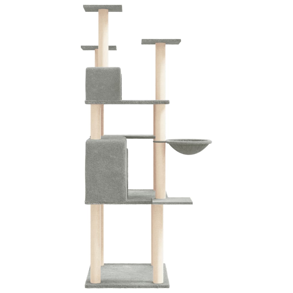 8720845766689_g_en_hd_2 vidaXL Cat Tree with Sisal Scratching Posts Light Grey 166 cm - Image 4