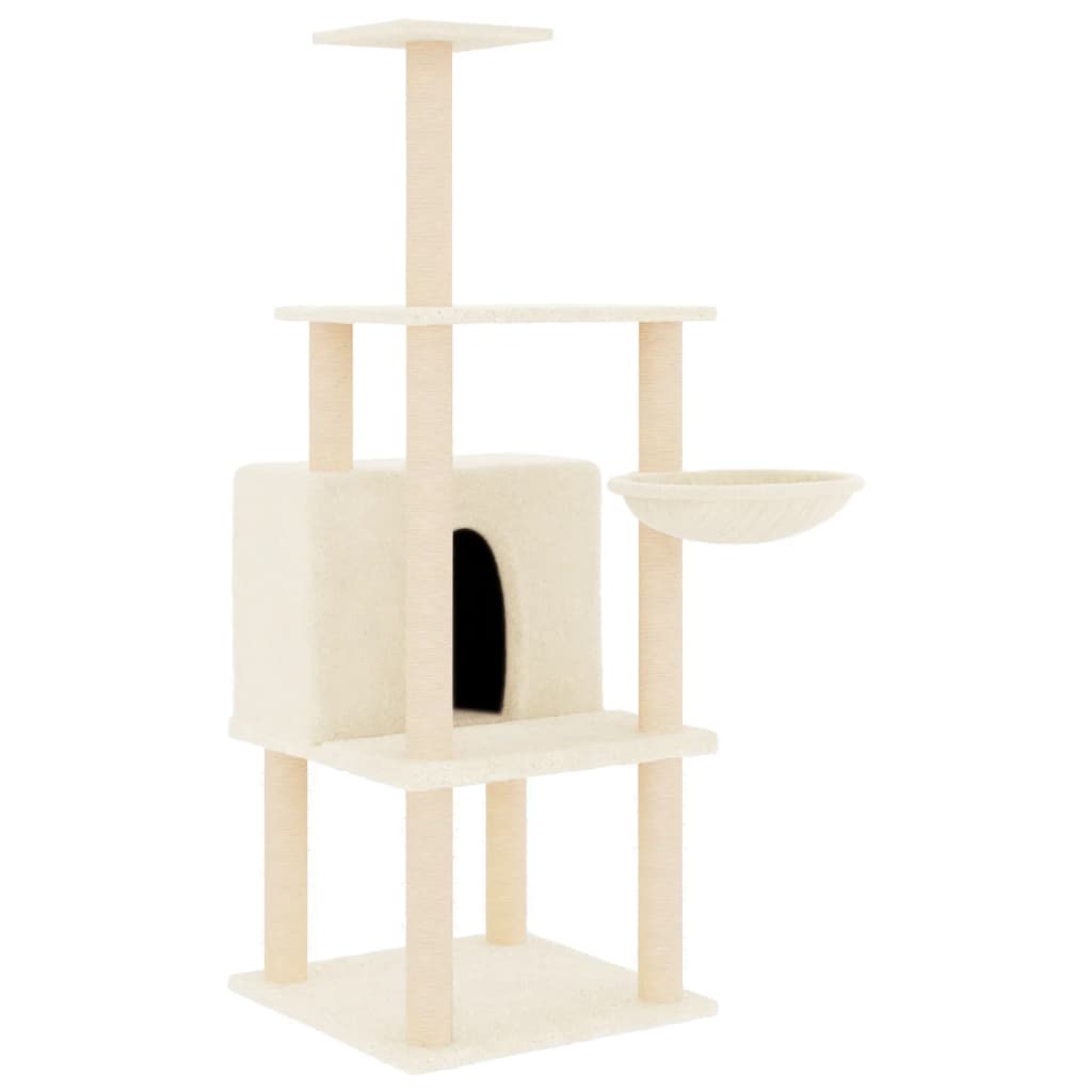 8720845766702_a_en_hd_1 vidaXL Cat Tree with Sisal Scratching Posts Cream 132 cm - Image 2