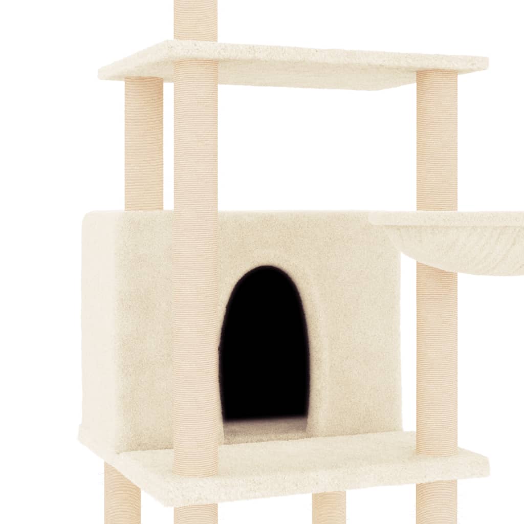 8720845766702_g_en_hd_4 vidaXL Cat Tree with Sisal Scratching Posts Cream 132 cm - Image 6