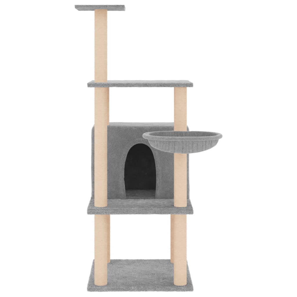 8720845766719_g_en_hd_1 vidaXL Cat Tree with Sisal Scratching Posts Light Grey 132 cm - Image 3