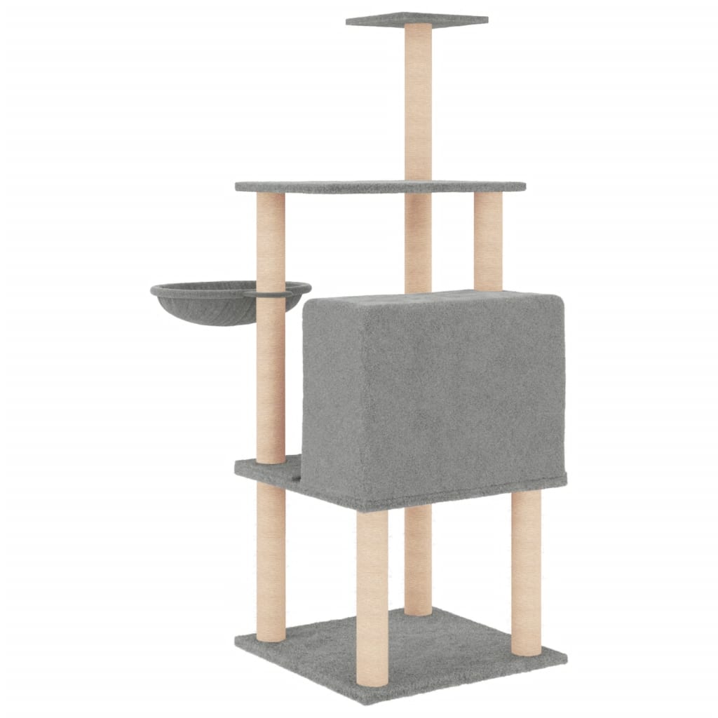 8720845766719_g_en_hd_3 vidaXL Cat Tree with Sisal Scratching Posts Light Grey 132 cm - Image 5