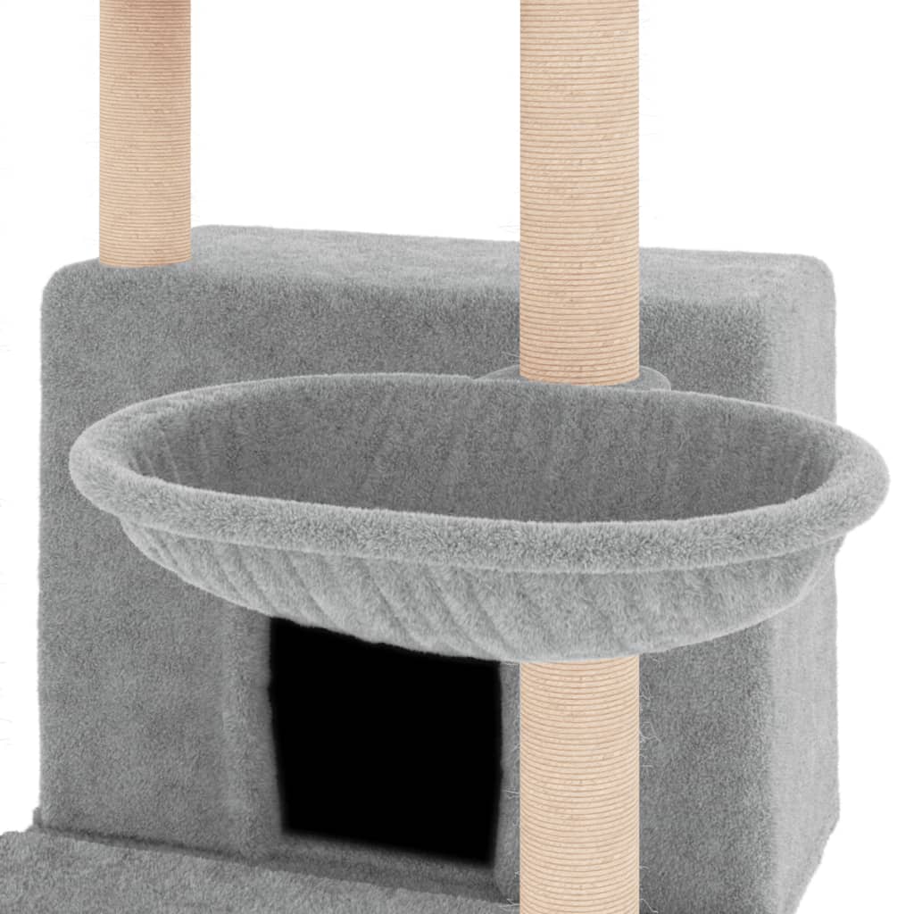 8720845766719_g_en_hd_5 vidaXL Cat Tree with Sisal Scratching Posts Light Grey 132 cm - Image 7
