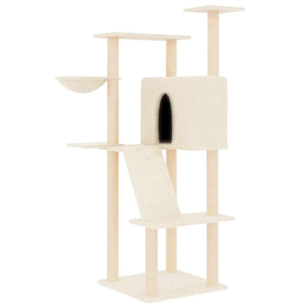 8720845766733_a_en_hd_1 vidaXL Cat Tree with Sisal Scratching Posts Cream 143 cm - Image 2