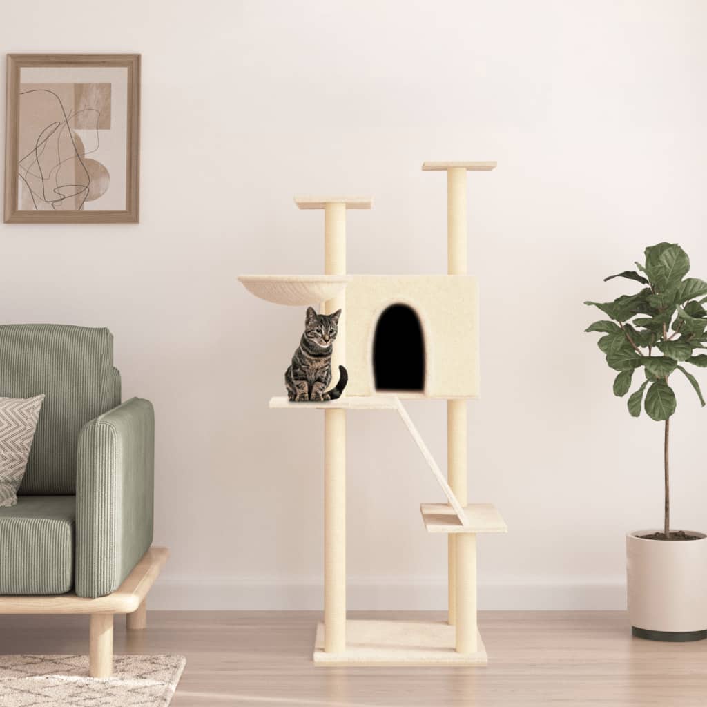 8720845766733_m_en_hd_1 vidaXL Cat Tree with Sisal Scratching Posts Cream 143 cm - Image 1