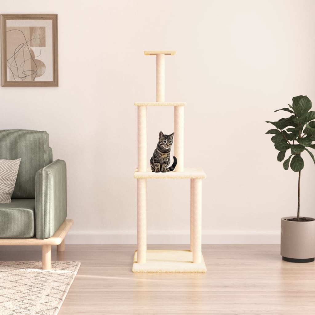 8720845766856_m_en_hd_1 vidaXL Cat Tree with Sisal Scratching Posts Cream 149 cm - Image 1