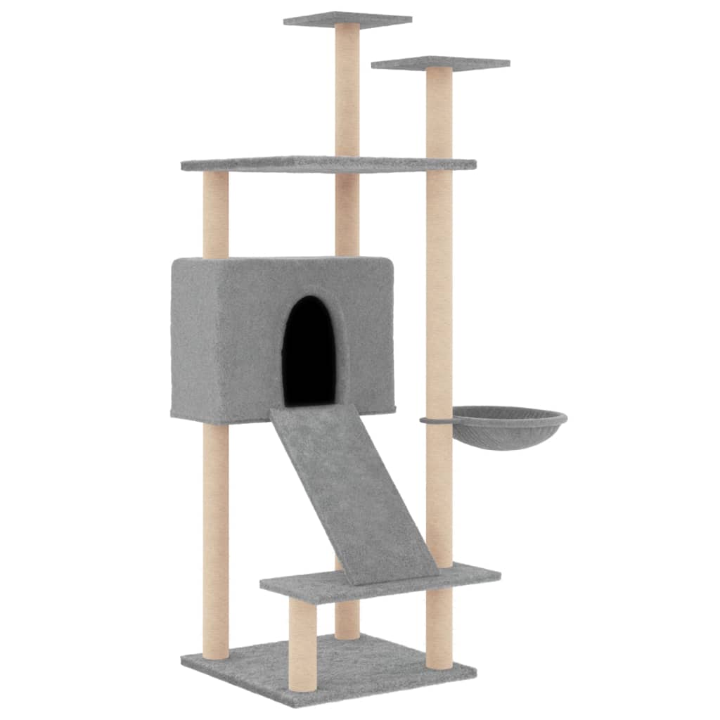 8720845766955_a_en_hd_1 vidaXL Cat Tree with Sisal Scratching Posts Light Grey 153 cm - Image 2