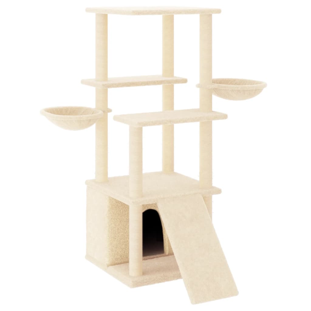 8720845767006_a_en_hd_1 vidaXL Cat Tree with Sisal Scratching Posts Cream 133 cm - Image 2