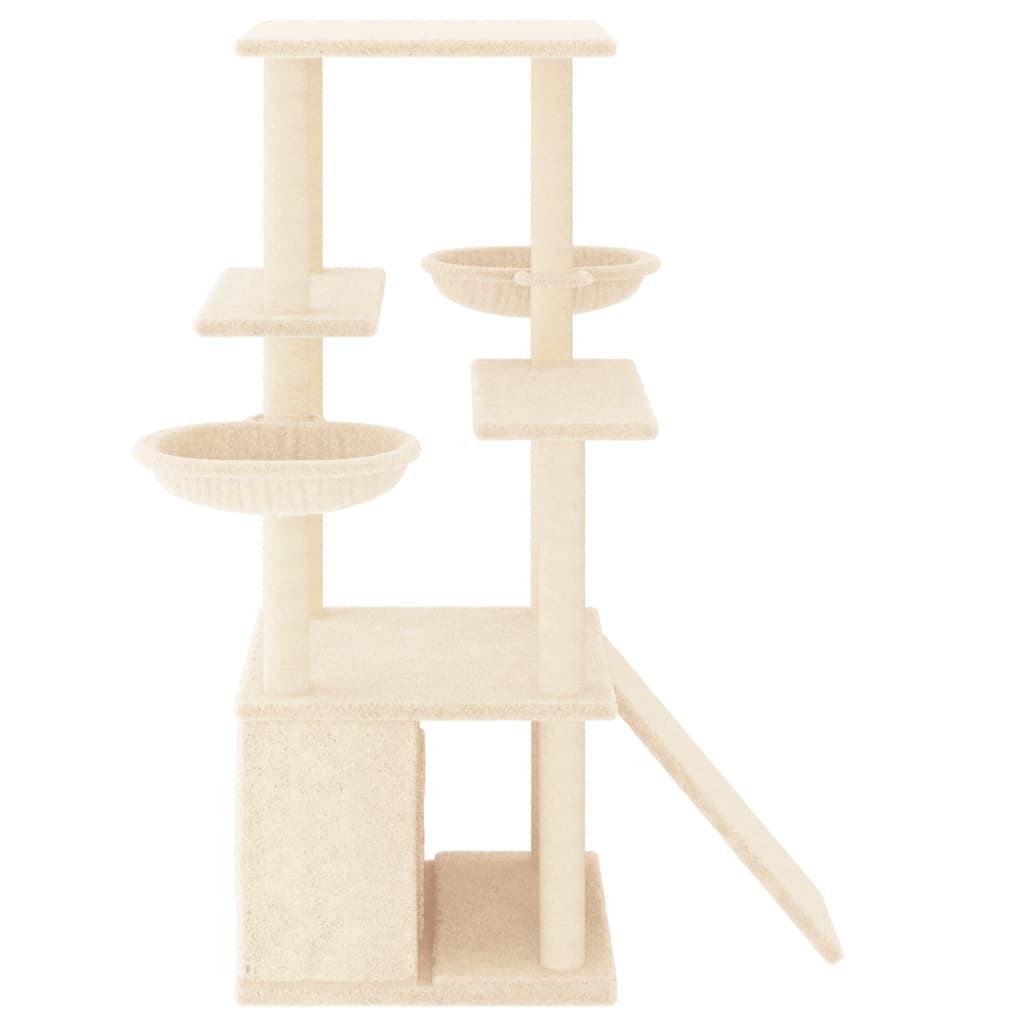8720845767006_g_en_hd_2 vidaXL Cat Tree with Sisal Scratching Posts Cream 133 cm - Image 4